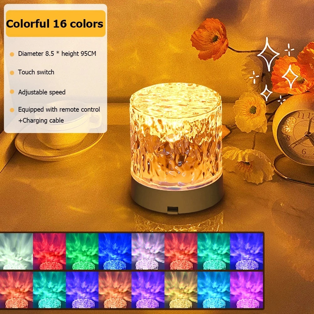 Crystal Lamp Water Ripple Projector Night Light Decoration Home Houses Bedroom