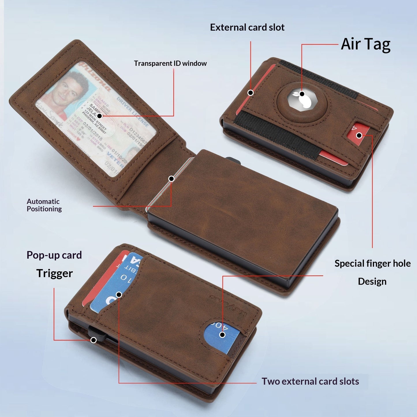 Flip-style Multi-card-slot Genuine Leather Mens Wallet