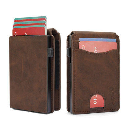 Flip-style Multi-card-slot Genuine Leather Mens Wallet